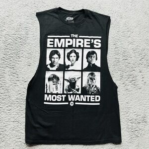 Star Wars Sleeveless T-Shirt Mens Medium The Empire's Most Wanted Line-up Black